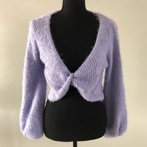 Women’s HYFVE Lavender Cropped Twist-Front Sweater size S